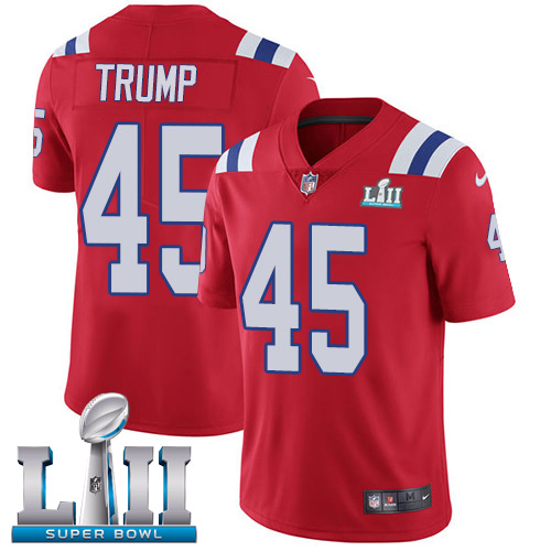 Nike Patriots #45 Donald Trump Red Alternate Super Bowl LII Men's Stitched NFL Vapor Untouchable Limited Jersey